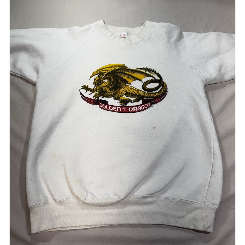 Vintage 80s Powell Peralta Skateboards Golden Dragon Sweatshirt Size Medium Rare
